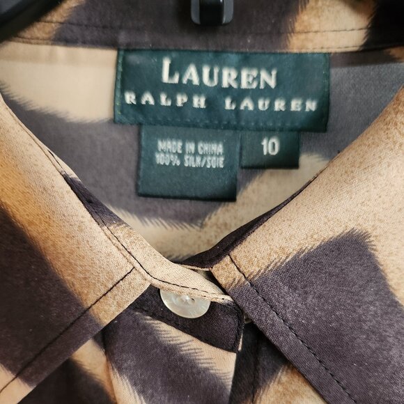 Ralph Lauren Zebra Print Button Down Shirt - Black and Tan - Picture 2 of 6